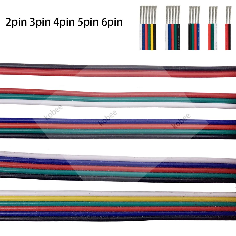 2/3/4/5/6pin Соединительный кабель для светодиодной Электрический провод 22AWG 5/10/20/50/100