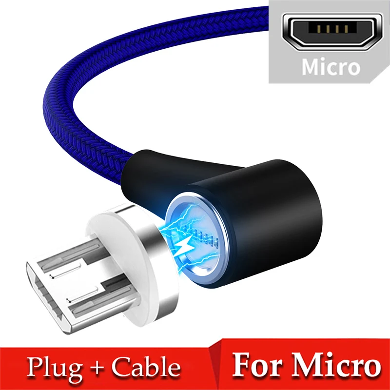 Магнитный кабель Micro usb Тип C 8 Pin адаптер быстрой зарядки телефона Microusb Тип-C магнит Зарядное устройство usb c для iphone samsung xiaomi - Цвет: Blue For Micro