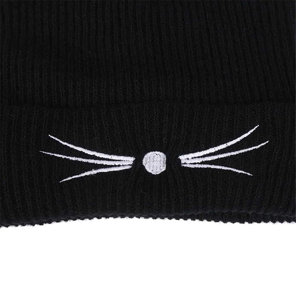 

Women Baggy Warm Crochet Winter Wool Knit Ski Beanie Skull Slouchy Caps Hat Cat Ears Ladies Embroidered Knitted Woolen Hat