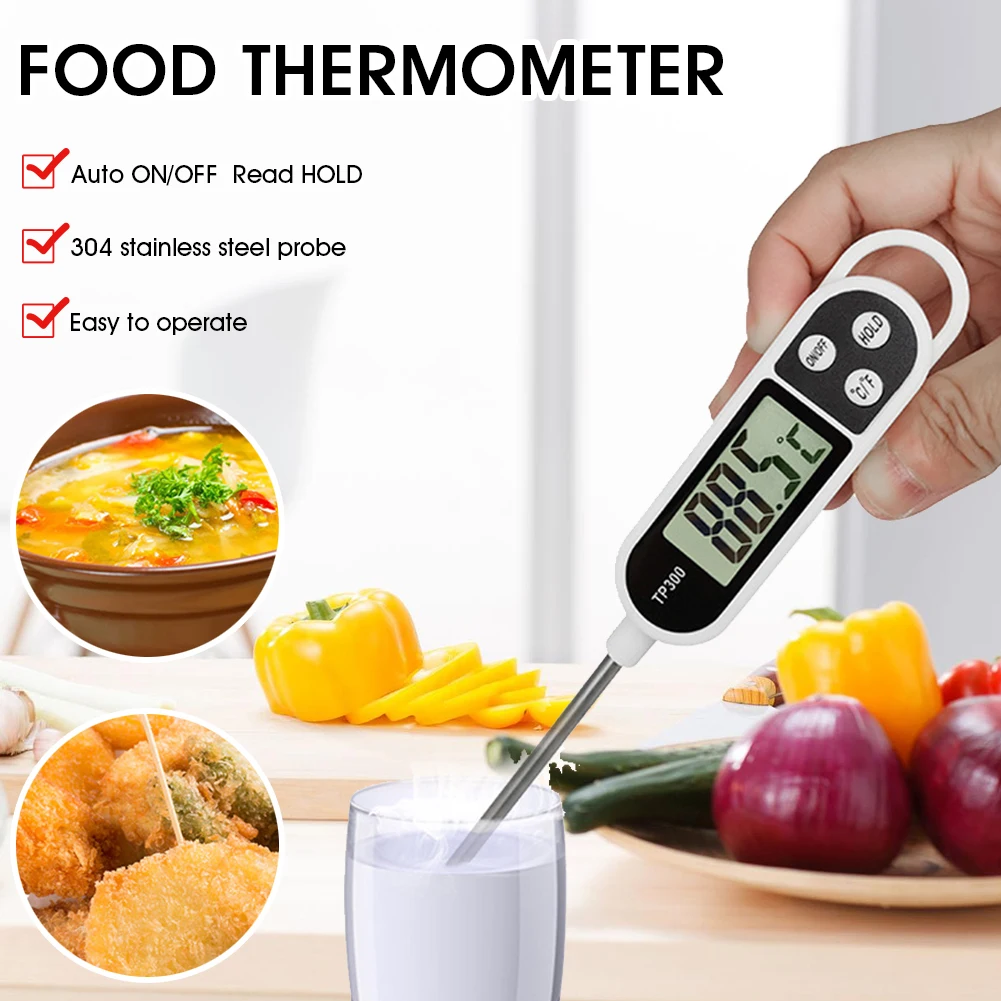 Цифровой термометр для мяса, кухонный прибор из нержавеющей стали с щупом для мгновенного считывания пищи, для приготовления пищи на гриле ...