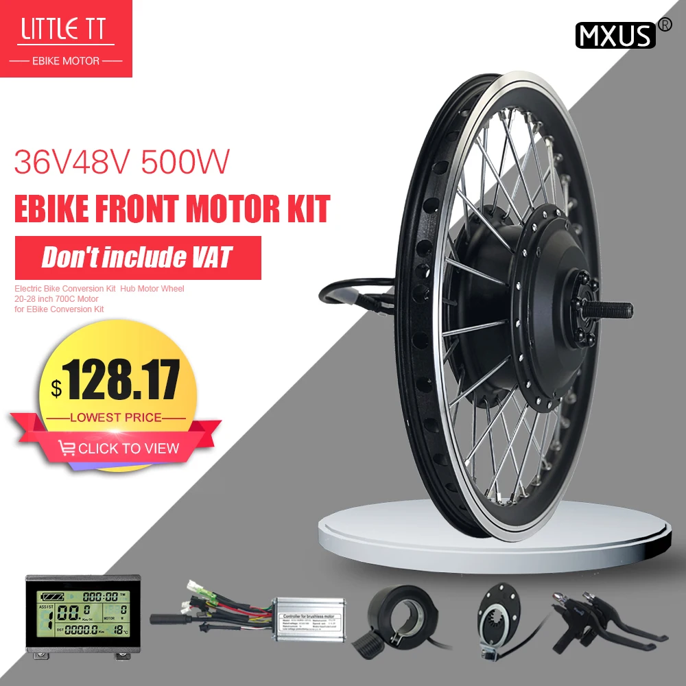 

MXUS Brand Ebike kit 36V 48V 500W Brushless Gear Front hub motor Wheel Electric Bike Conversion Kit With Display KT LCD Display