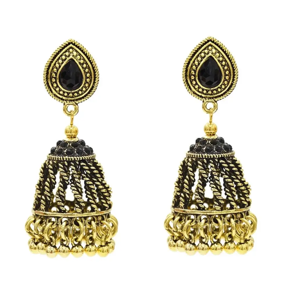 Египет окисленные золотые металлические серьги Jhumka Jhumki этнические большие с