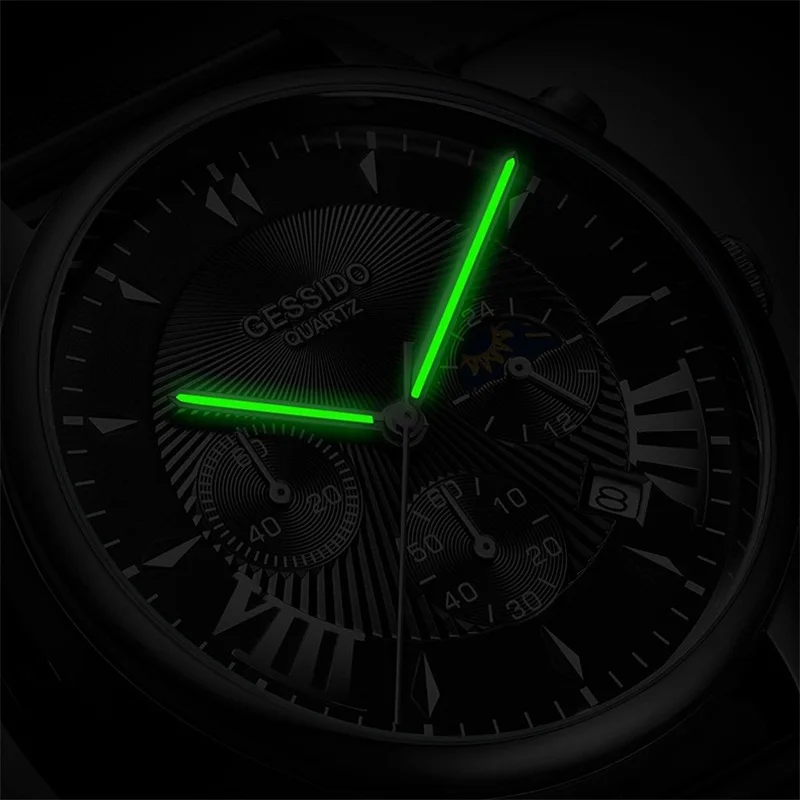 Хронограф спортивные мужские часы водонепроницаемые светящиеся звезды