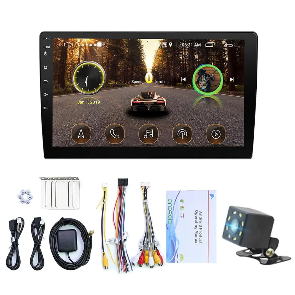 Автомобильное радио с сенсорным экраном 9/10 1 дюйм Android 8 HD Bluetooth GPS навигация Wi Fi