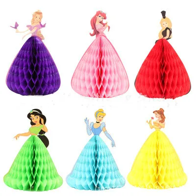 

1pcs 3D stereo honeycomb paper-cut engraving birthday party kids gift fairy princess greeting card party decoration ornaments
