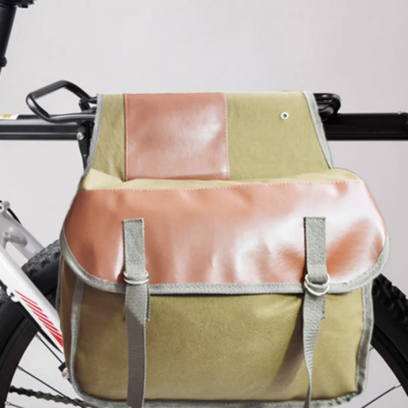 Bike Trunk Bags Waterproof Canvas Cycling Double Side Rear Pouch Wear-resistant Tail Seat Luggage Carrier | Спорт и развлечения