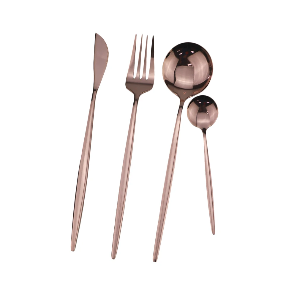 4pcs 304 столовые приборы из нержавеющей стали, вилка, ложка, посуда, набор для ресторана, домашний набор посуды, радужные черные многоразовые столовые приборы - Цвет: 4pcs