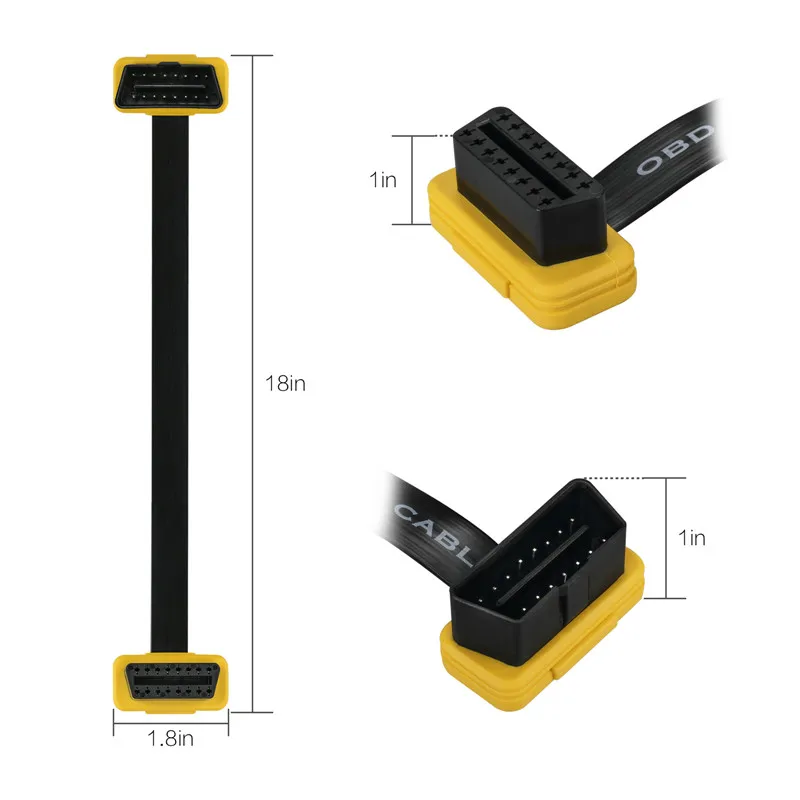 AUTOOL Оригинальный OBD2 Удлинительный кабель 40 см 16Pin папа мама удлинитель плоский