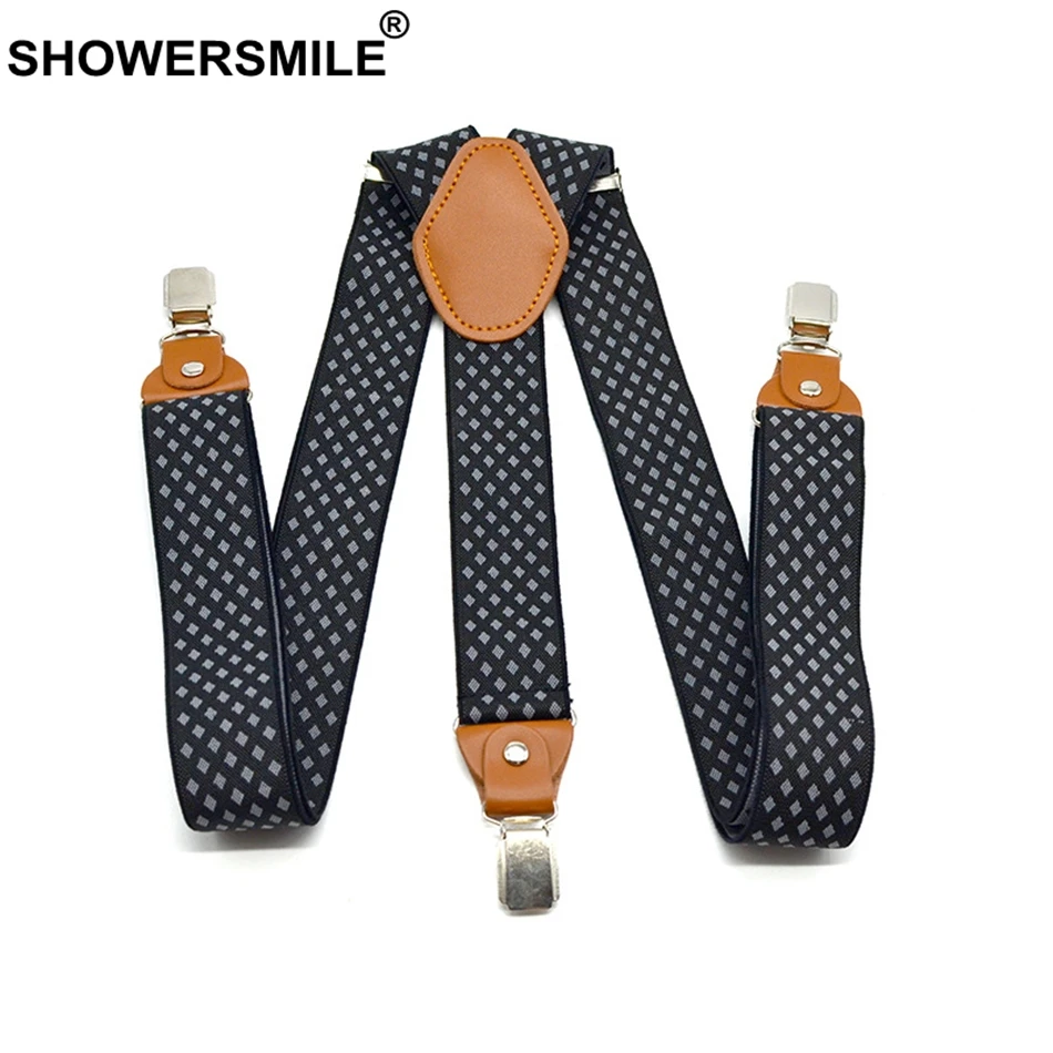 SHOWERSMILE мужские подтяжки деловой Пояс для брюк бриллиантовые винтажные Подтяжки