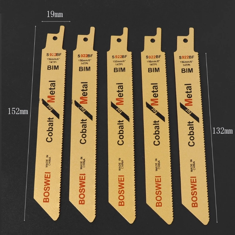 

5 Pc 152mm Golden BIM Reciprocating Cut Saw Blade S922BF For Metal Wood Cutting