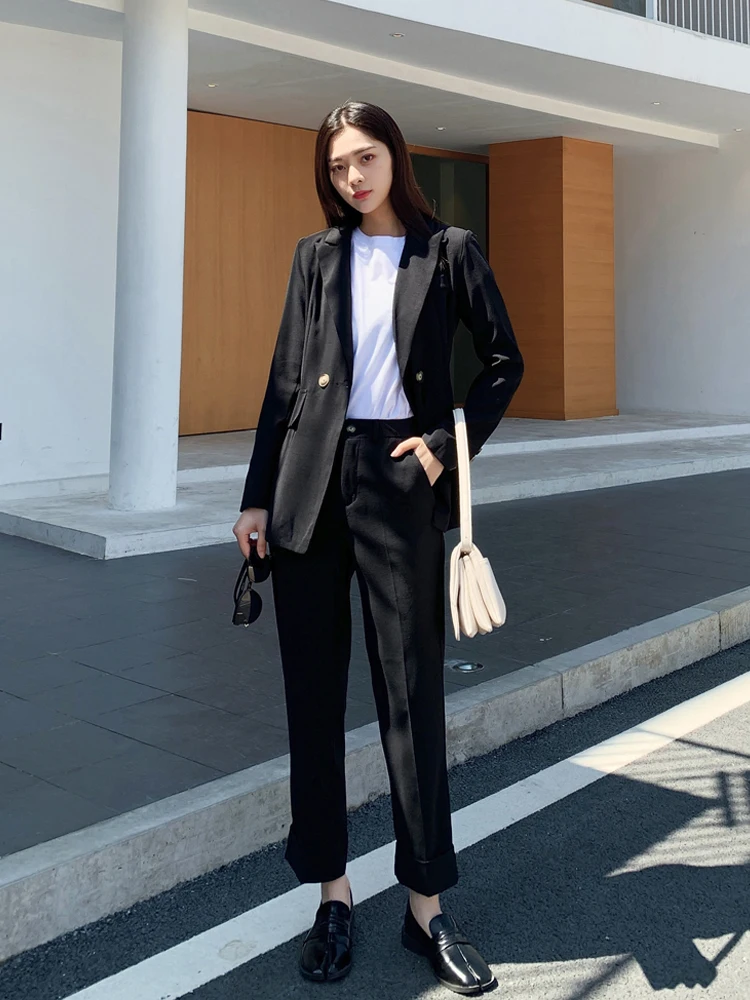 Женский пиджак блейзер модный офисный костюм из двух предметов осенне-Весенняя