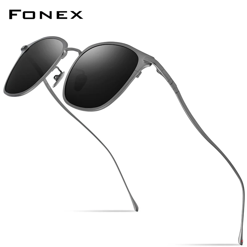 FONEX Pure Titanium Sunglasses Men 2020 New Fashion Brand Designer Vintage Square Polarized UV400 Sun Glasses for Women 8522