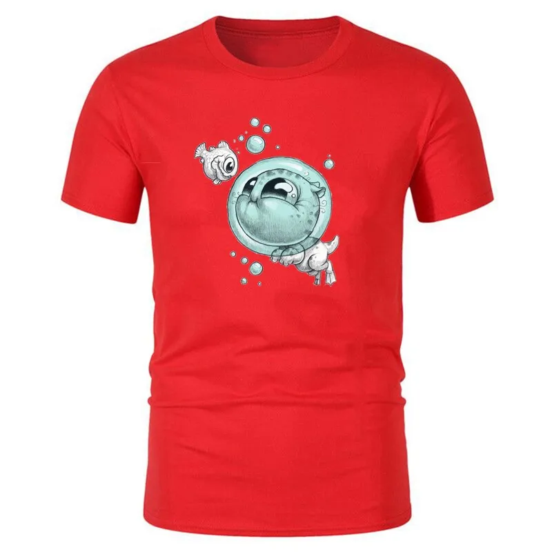 

Cat and Fish Funny Graphic Print T-shirt