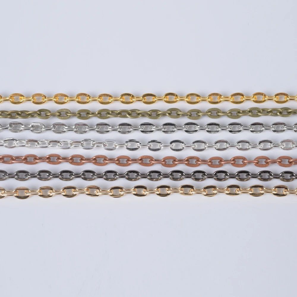 

5 метров, высококачественные плоские цепочки для ожерелья, аксессуары для самостоятельного изготовления ювелирных изделий, длинные цепочк...