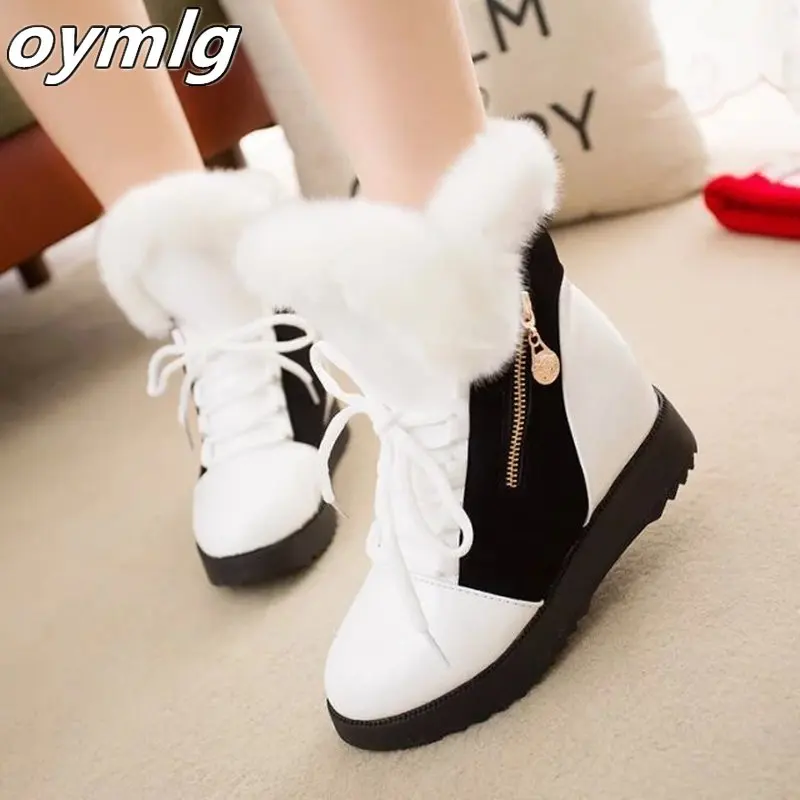 2019 зимняя женская обувь на теплом меху женские ботинки из плюша Модные кроссовки