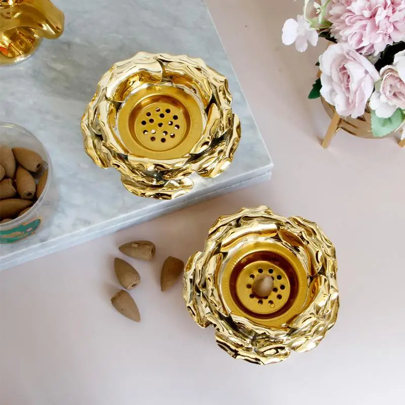 

Gold ceramic stove burner aromatherapy ceramic burner