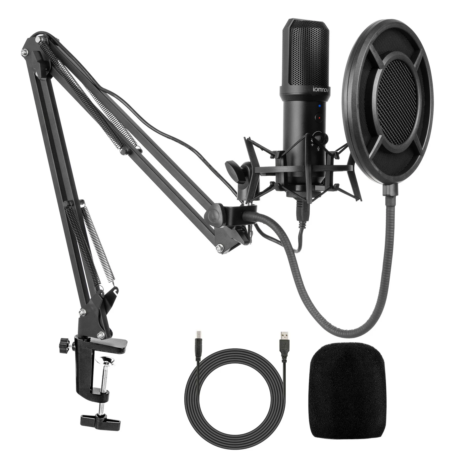 

USB Condenser PC Microphone with Adjustable Mic Arm Stand Shock Mount for Gaming Studio Podcast Recording Video Steaming