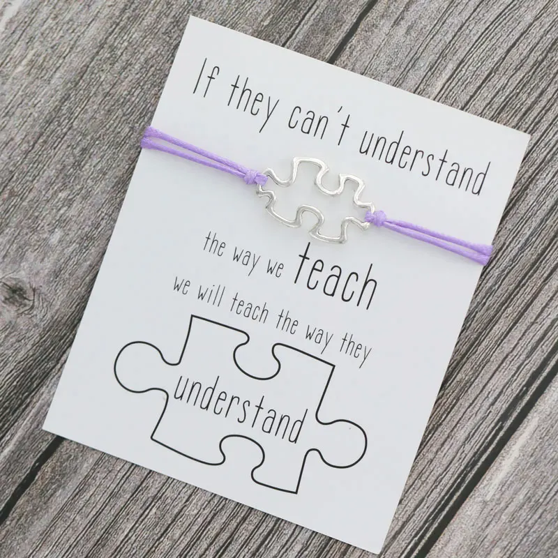 1 браслет с подвесками пазлами для женщин и мужчин подарок информирования об