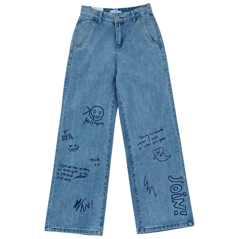 

Women Hip Hop Jeans Harajuku Streetwear High Waist Trousers Leisure Baggy Vintage Blue Femme Jeans Mom Straight Denim Pants