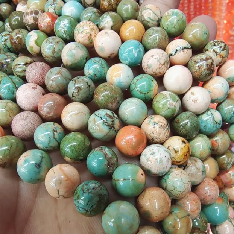 

1 String Nature Crack Turquoise Stone Howlite Beads Round Ball For DIY Jewelry Making Accessories And Findings Size 8MM 10MM