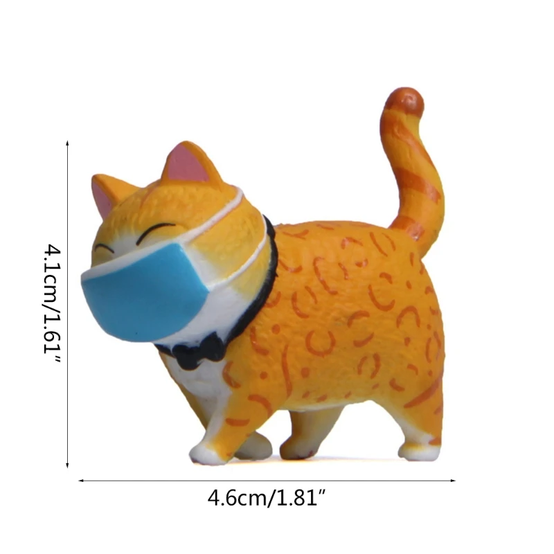 

03KD Mask Kitty Model Figure Animal Realistic Biological Figurine Cat with Mask Theme Interactive Desk Decoration Cake Topper