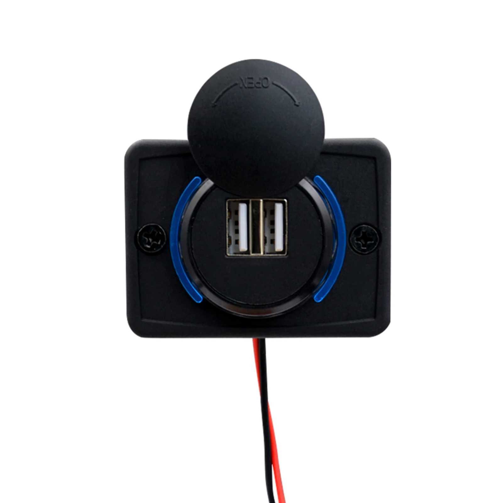 

USB Charger 3.1 A Car Dual Black ABS USB Port External Charger Socket Outlet 12V LED Fast Charging With Waterproof Cover ​​B