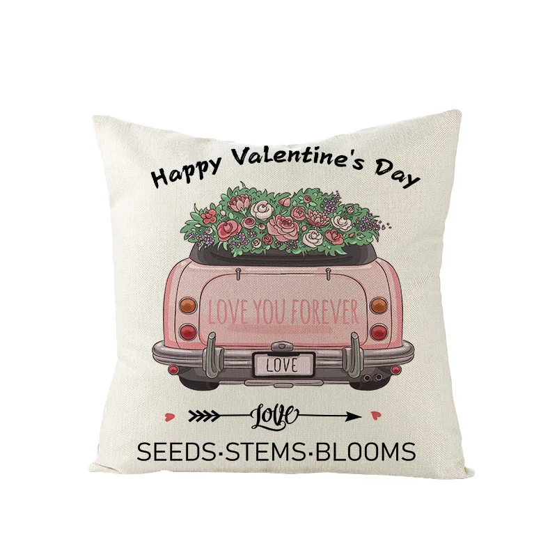 

Pink Rose Valentine's Day Hugging Pillowcase Custom Nordic Cushion Cover Sofa Backrest Pillow Case Cross-border Home Wholesale