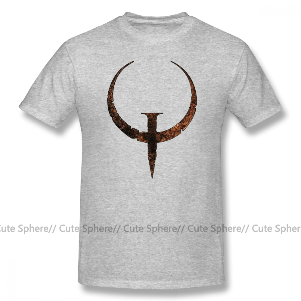 Quake, футболка Quake, базовая футболка с коротким рукавом, плюс размер, Мужская футболка из 100 хлопка, потрясающая Футболка с принтом - Цвет: Gray