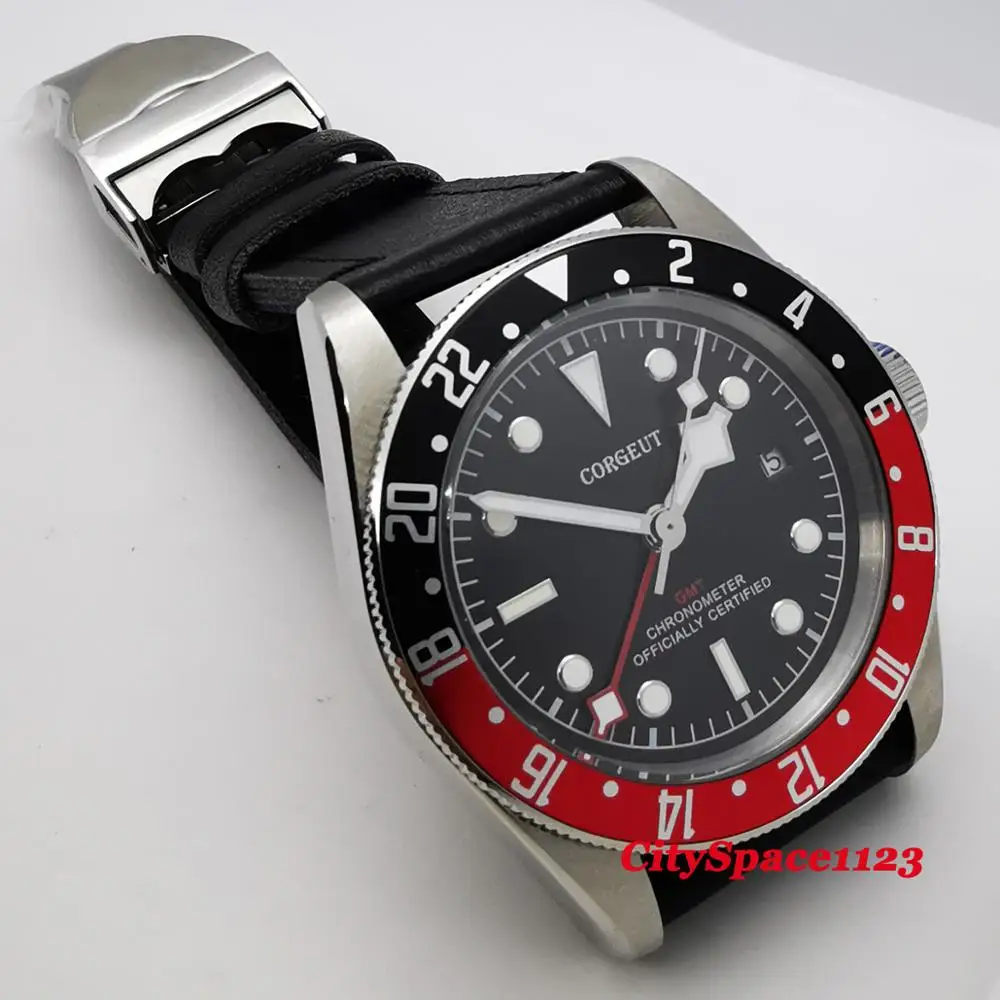 Corgeut 41 мм мужские GMT автоматические механические наручные часы сапфировое стекло