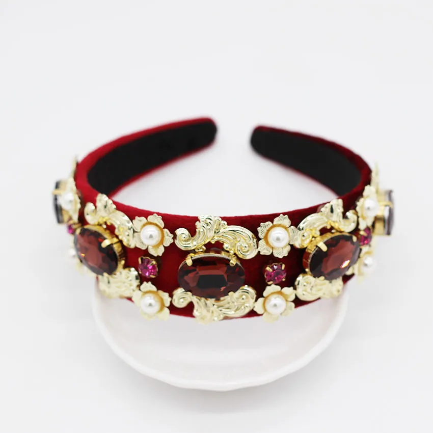 Повязка для волос в стиле барокко украшение на голову с крупным драгоценным