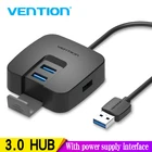 Концентратор Vention с 4 портами USB 3,0, порт питания Micro USB и держатель для телефона, usb-разветвитель, адаптер для карта для ноутбука, картридер, концентратор для планшета 2,0, 1 м