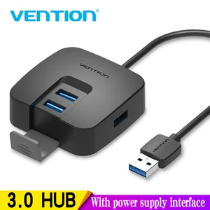 Концентратор Vention с 4 портами USB 3,0, порт питания Micro USB и держатель для телефона, usb-разветвитель, адаптер для карта для ноутбука, картридер, концентратор для планшета 2,0, 1 м