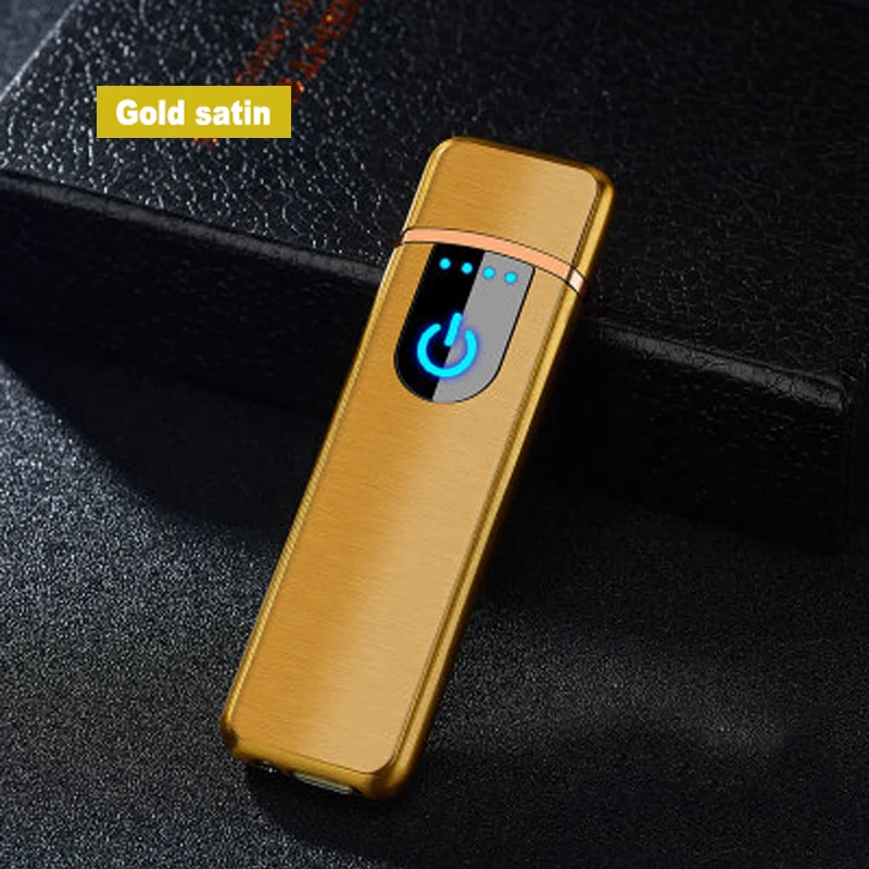 Новые золотые атласные серии электронные зажигалки популярная зарядка