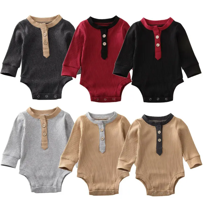 Трикотажное боди на пуговицах для новорожденных 2020 хлопок|Ромперы| |