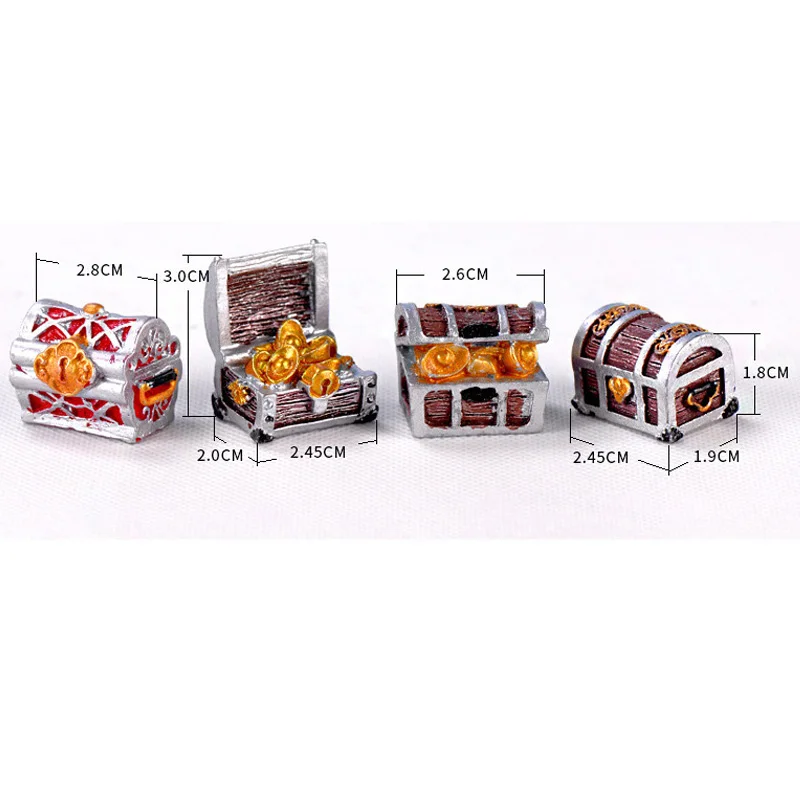 

2pcs Treasure Chest Box Antique Creative Fish Tank Aquarium Decoration Landscape Pirate Gold Coins Ornaments Resin Crafts