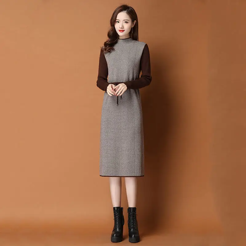 

Woolen Skirt Women's Autumn Winter New Women's Long Knitted Dress Dresses for Women Vestido De Mujer