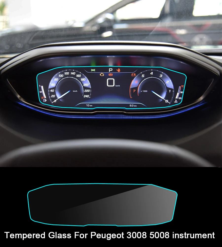 

Tempered Glass Screen Protector Film For Peugeot 3008 5008 GT 2017 2018 2019 Car Dashboard Instrument Panel Protective Sticker