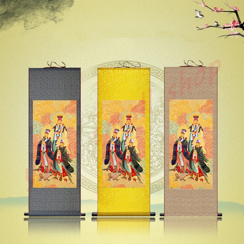 Портрет сангвианского императора, небесный официальные элементы воды, местный официальные элементы, император санюань, декоративная картина из шелкового Свитка