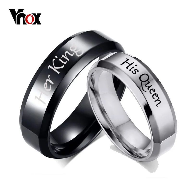 Vnox его королева ее король Свадебные кольца для мужчин и женщин из нержавеющей