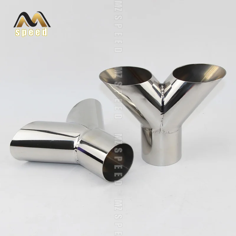 

304 stainless steel Y type three way welded pipe general 51mm 63mm exhaust pipe welded muffler connecting pipe fitting