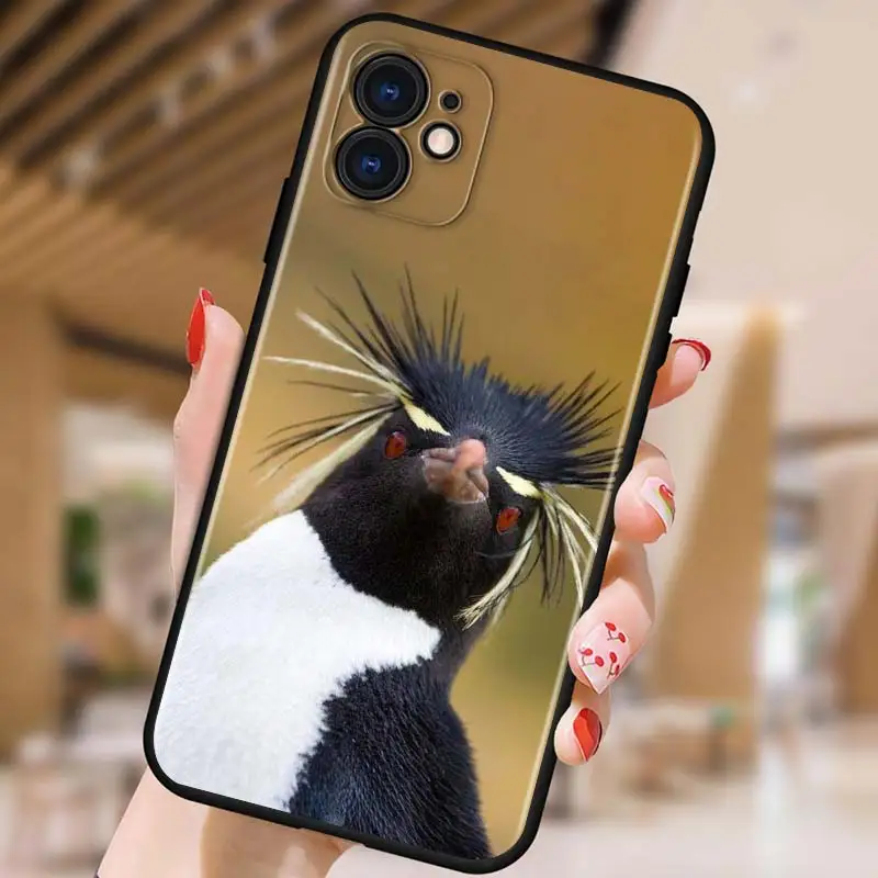 

Cute Lovely Penguin for iPhone 5 5S 6 7 8 X XR XS 11 SE 12 2020 mini Plus Pro MAX TPU Black Soft Cover