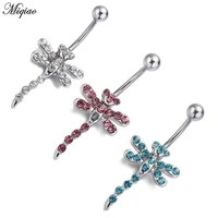 miqiao 1 pcs dragonfly pendant belly button nail belly button ring hot selling popular piercing jewelry in europe and america