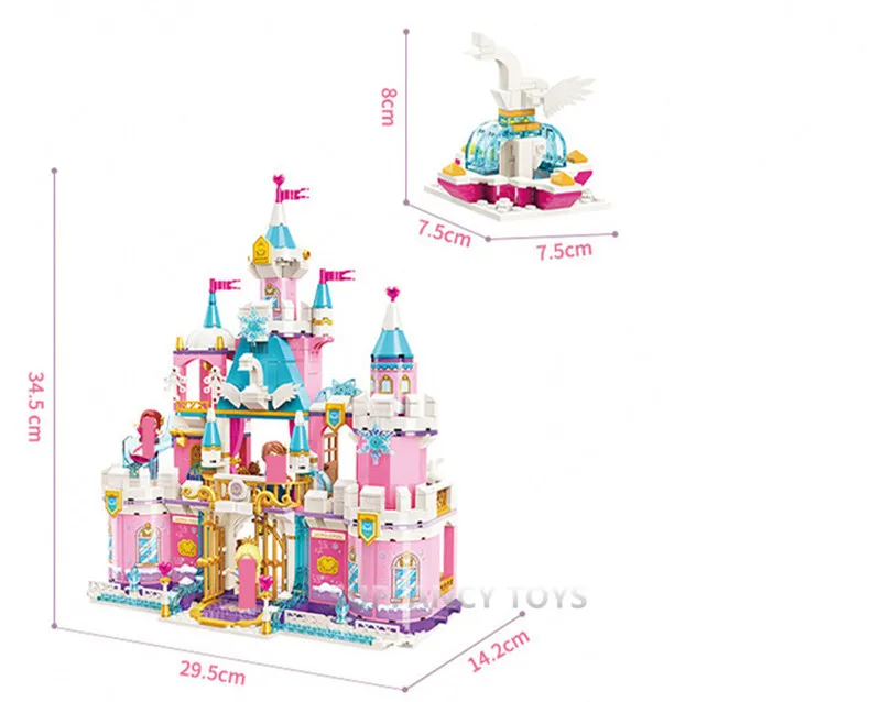 

801Pcs Princess Castle Snow Snowy Swan House Bricks Enlighten Building Blocks Sets Friends Creative Educational Toys for Girls