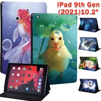 case for apple ipad 2021 9th generation 10 2 cute animal pattern leather tablet folding stand cover for ipad 9 cases