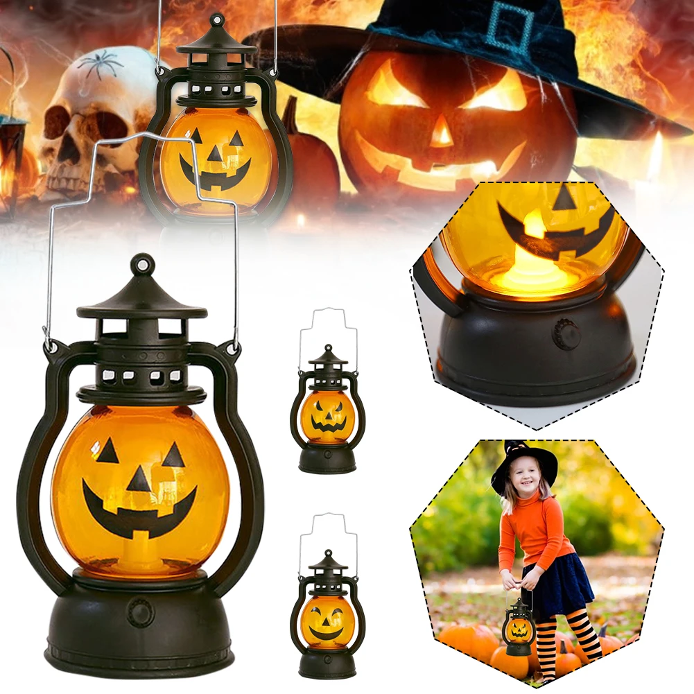 

Pumpkin Skull LED Pony Lantern Halloween Decoration Prop Creative Holiday Bar Party Light LED Oil Lamp Prop Holiday Lighting