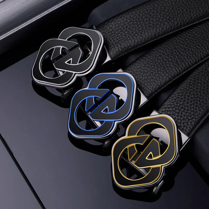 

Top layer cowhide men's belt fashion colorful automatic buckle business casual belt men's taste simple and versatile pants belt