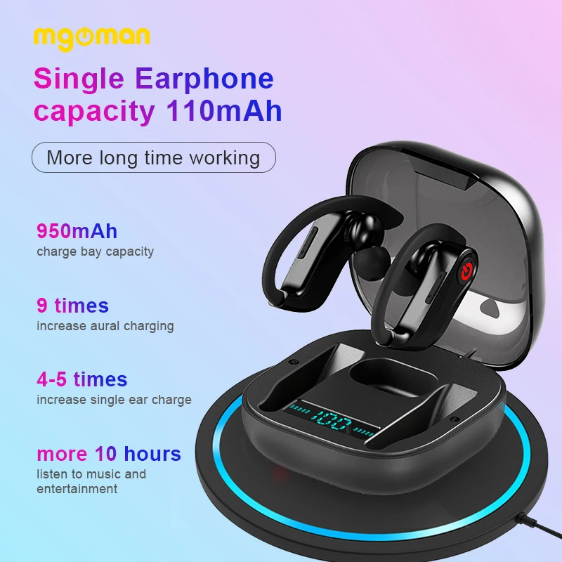 Беспроводные наушники Mgoman Q62 HBQ Bluetooth 5 0 спортивные водонепроницаемые с крючком