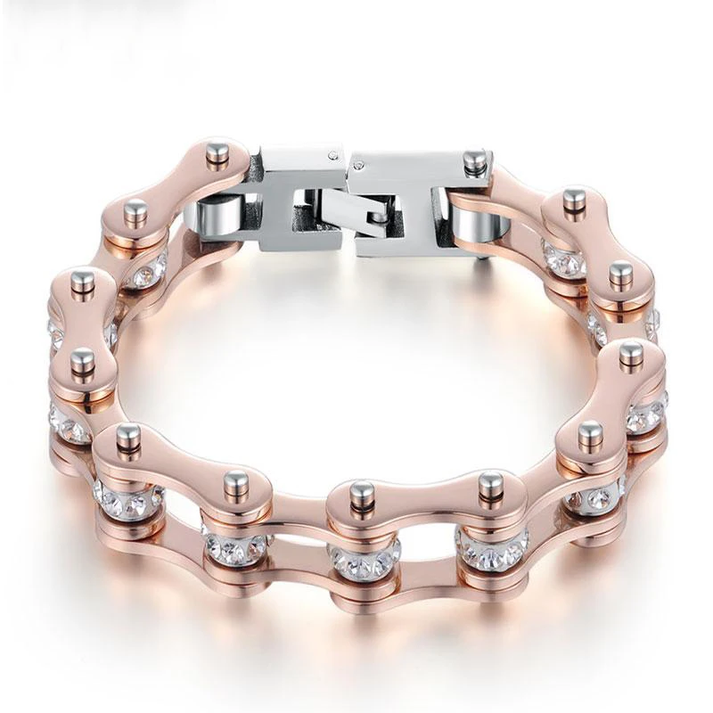 Велосипедные браслеты панк розовое золото Кристалл ювелирное изделие с