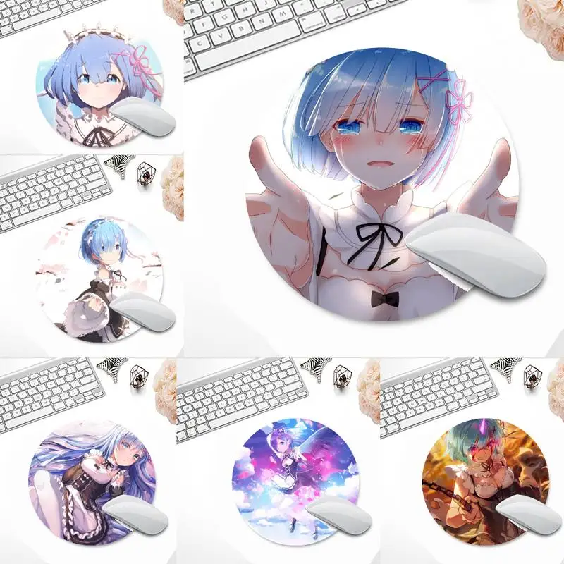 

Rem cute lovely girl Silicone large/small Pad to Mouse Game Desk Table Protect Game Office Round Mouse Mat pad Laptop Cushion