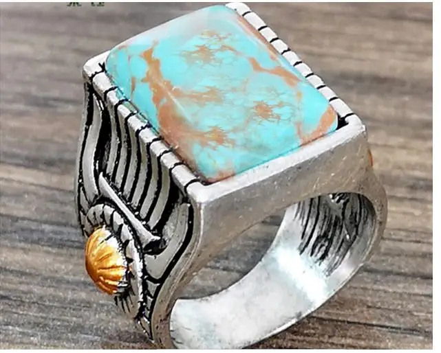 

Retro Engraved Sunflower Faux Inlaid Ring Women Banquet Jewelry Gift gothic stainless steel rings for women